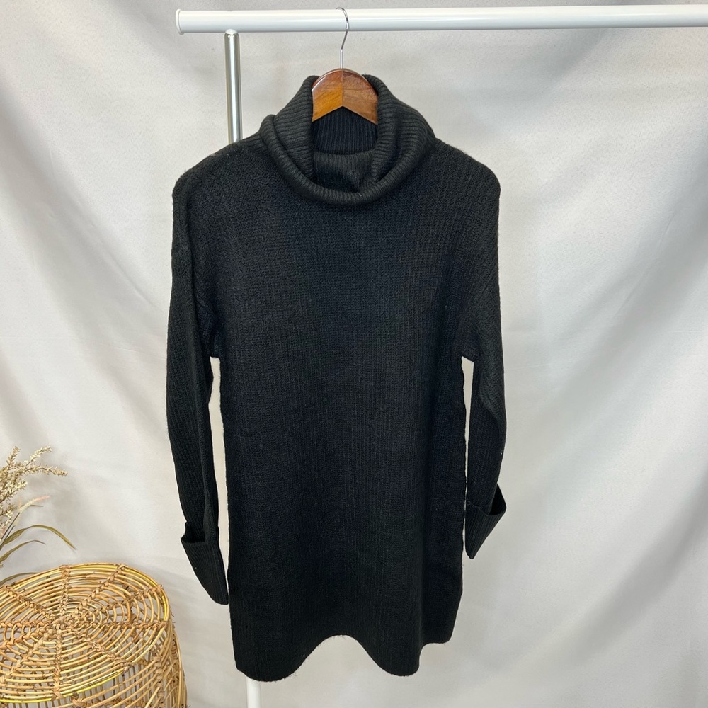 Topshop | Black Knit Turtleneck Sweater Tunic